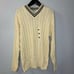 Cherokee Vintage Tennis V-Neck Cable Knit Sweater Cream Cotton Men's XL New