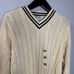 Cherokee Vintage Tennis V-Neck Cable Knit Sweater Cream Cotton Men's XL New