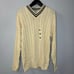 Cherokee Vintage Tennis V-Neck Cable Knit Sweater Cream Cotton Men's XL New