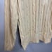 Cherokee Vintage Tennis V-Neck Cable Knit Sweater Cream Cotton Men's XL New