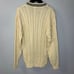 Cherokee Vintage Tennis V-Neck Cable Knit Sweater Cream Cotton Men's XL New