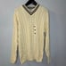 Cherokee Vintage Tennis V-Neck Cable Knit Sweater Cream Cotton Men's XL New