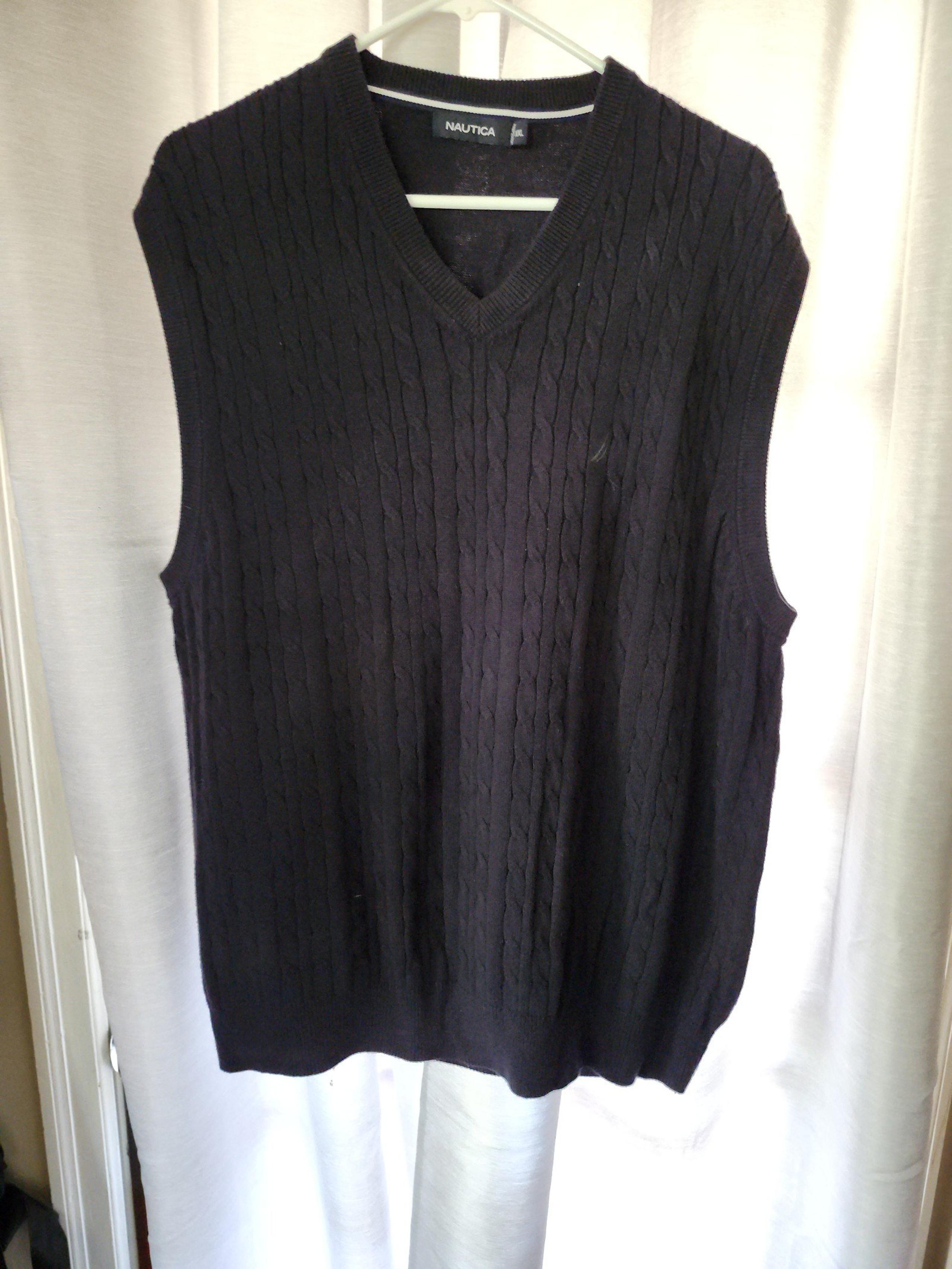 Nautica Men's 2XL Knit Sweater Vest V- Neck Dark Blue