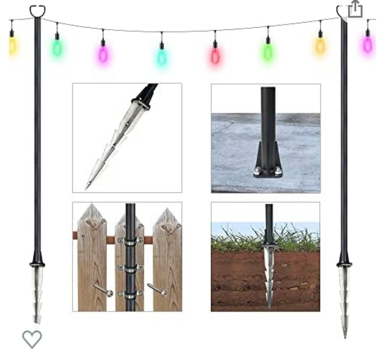 Heavy Duty Outdoor String Light Poles