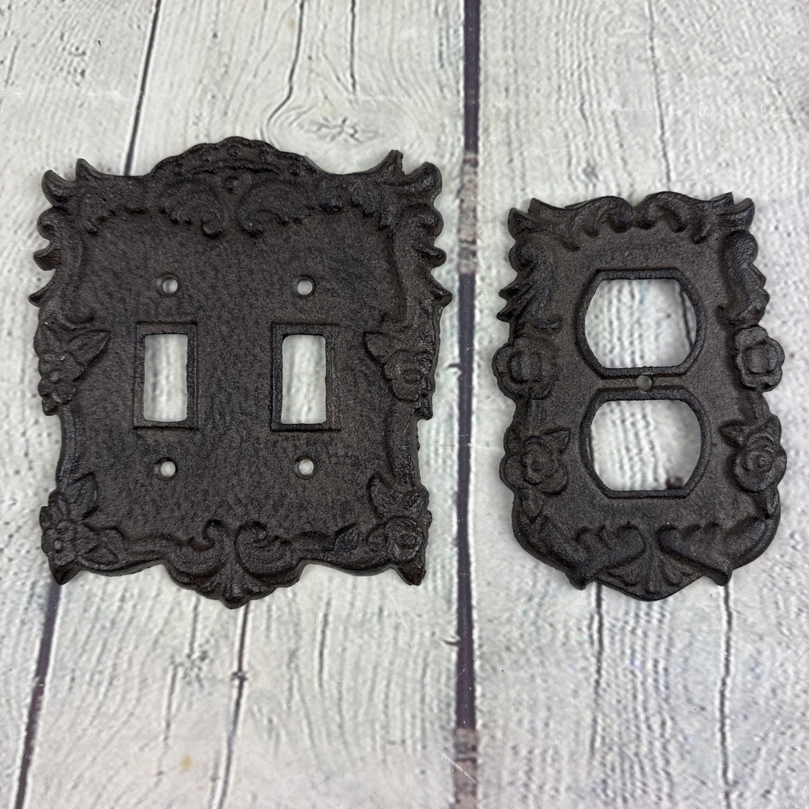 Metal Double Light Switch Plate And Plug Covers 2 Old World Tuscan Fleur de Lis