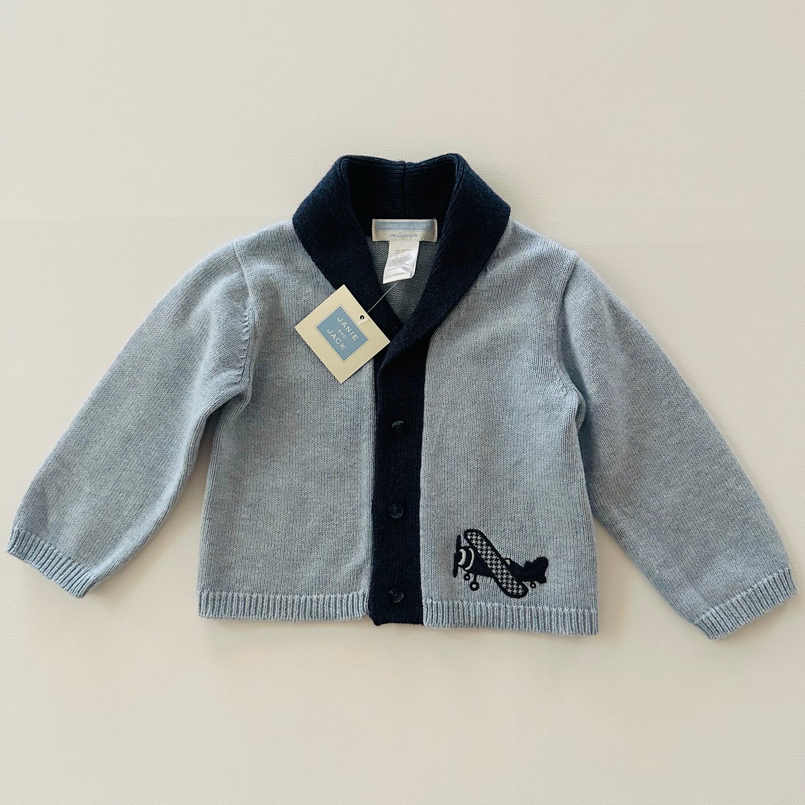 Janie and Jack 12-18 Months Baby Boy Airplane Blue Cardigan Sweater NWT 2014