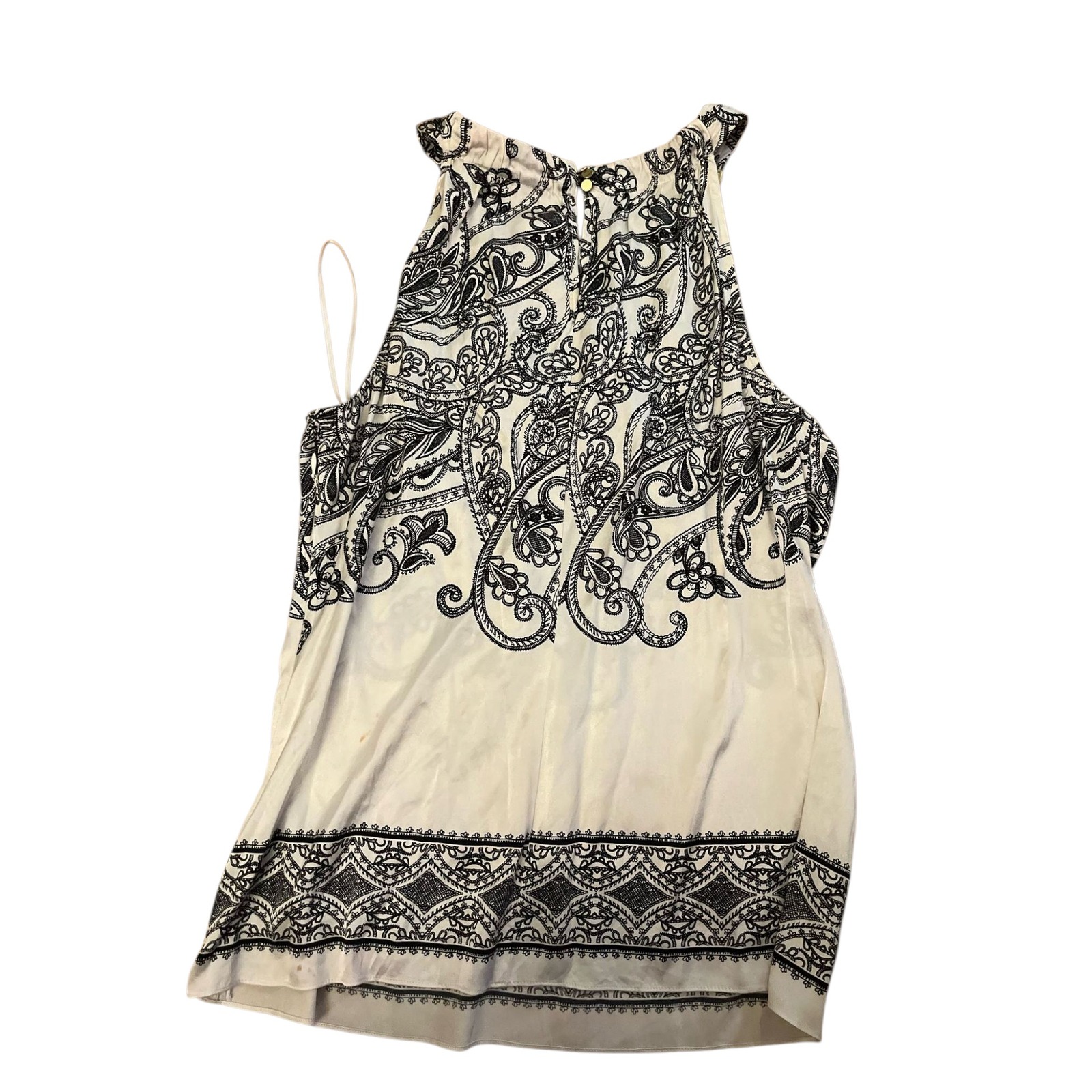 Cache Halter Top Paisley Sleeveless Blouse Party Tank Top Black White L