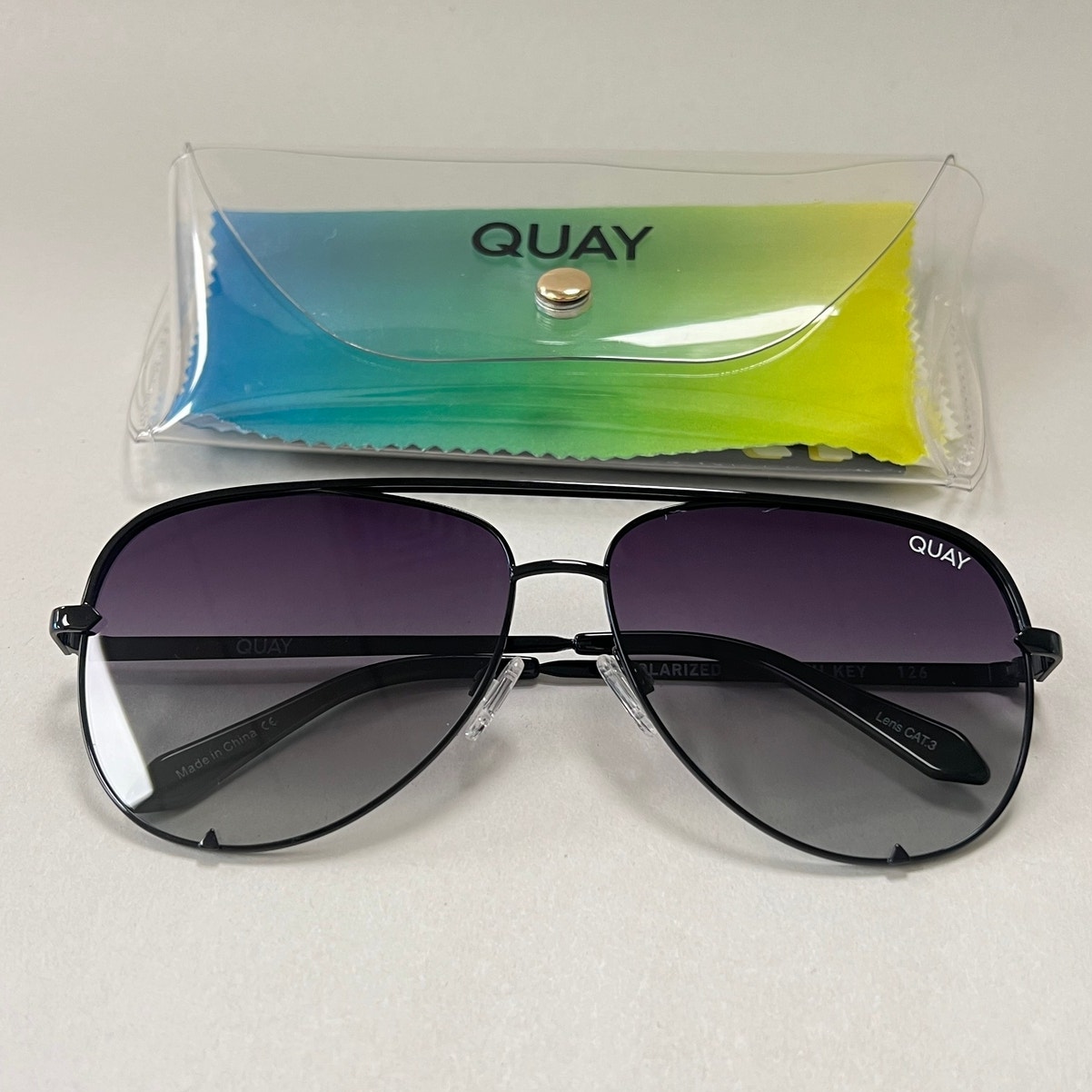 Quay Australia High Key Sunglasses Black Fade Polarized XL SKU Q066