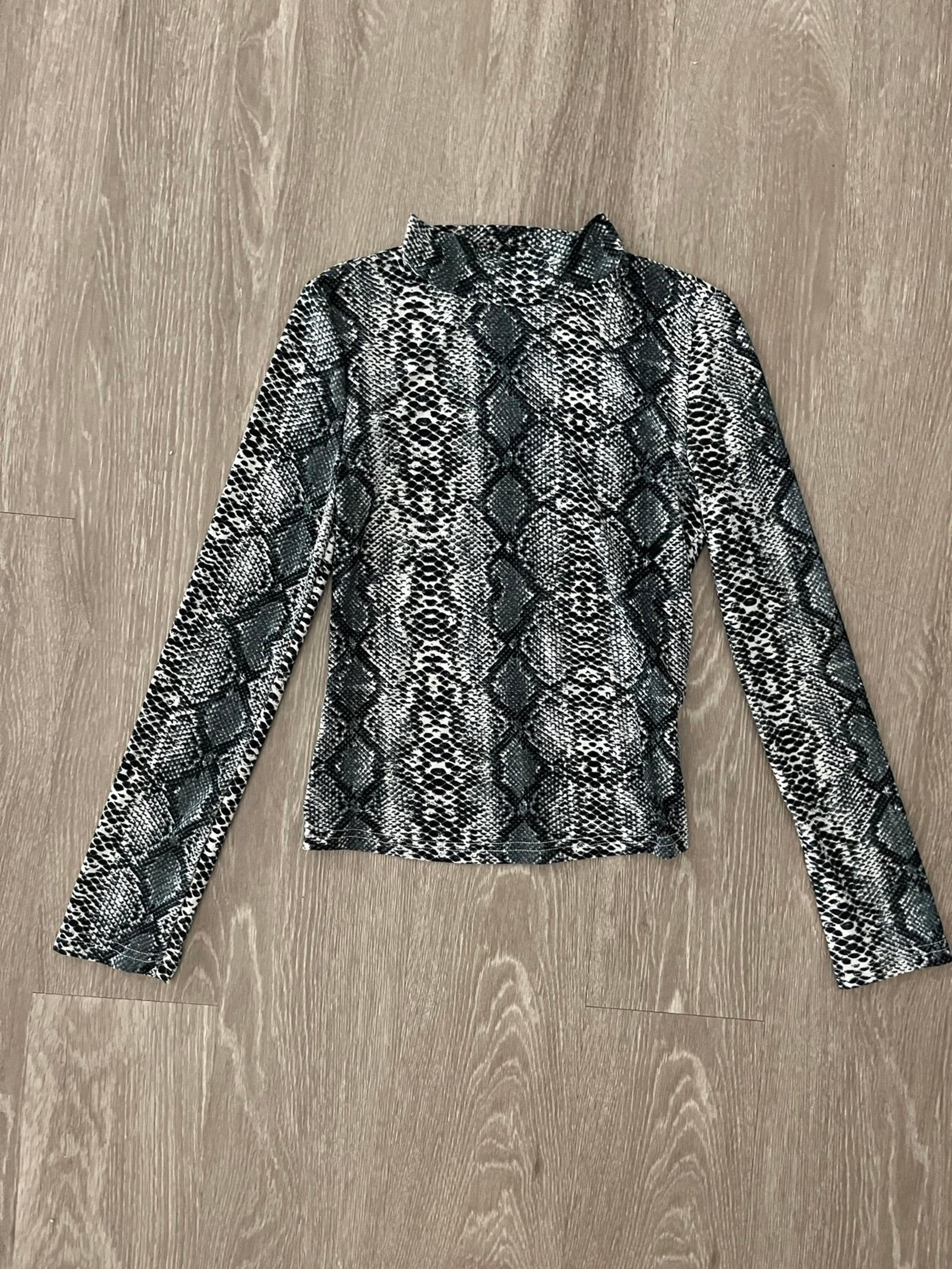 Snake Skin Print Long Sleeve mock neck top