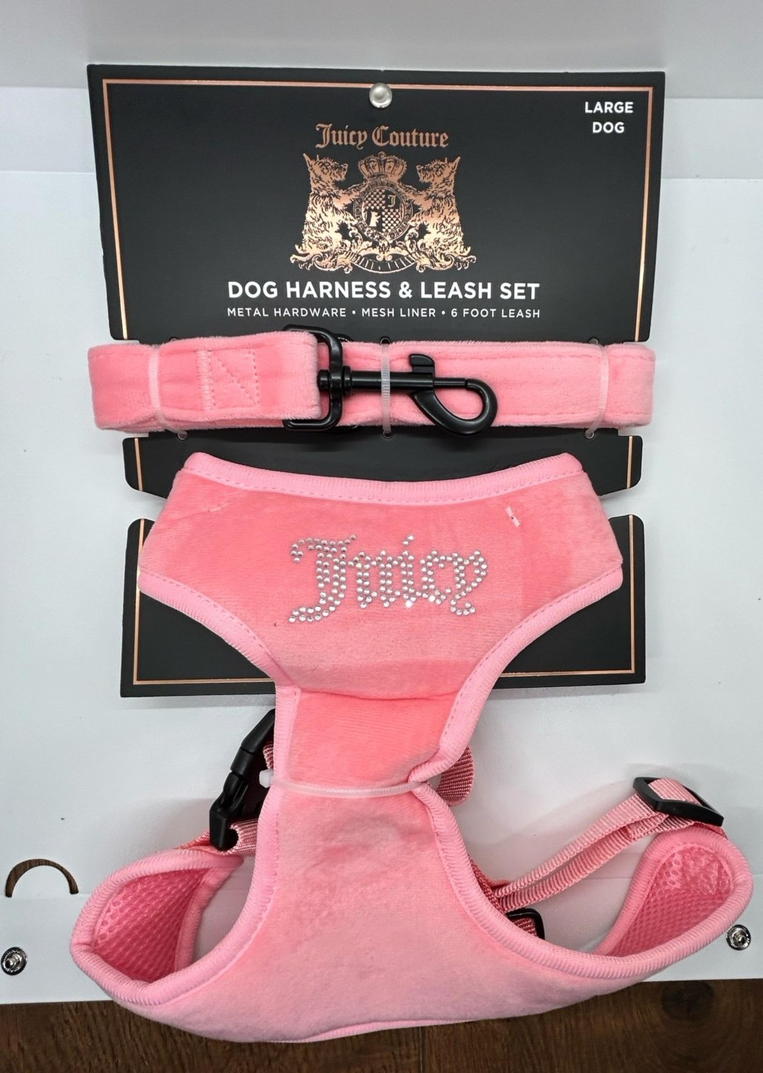 Juicy couture pink dog harness and leash set - large