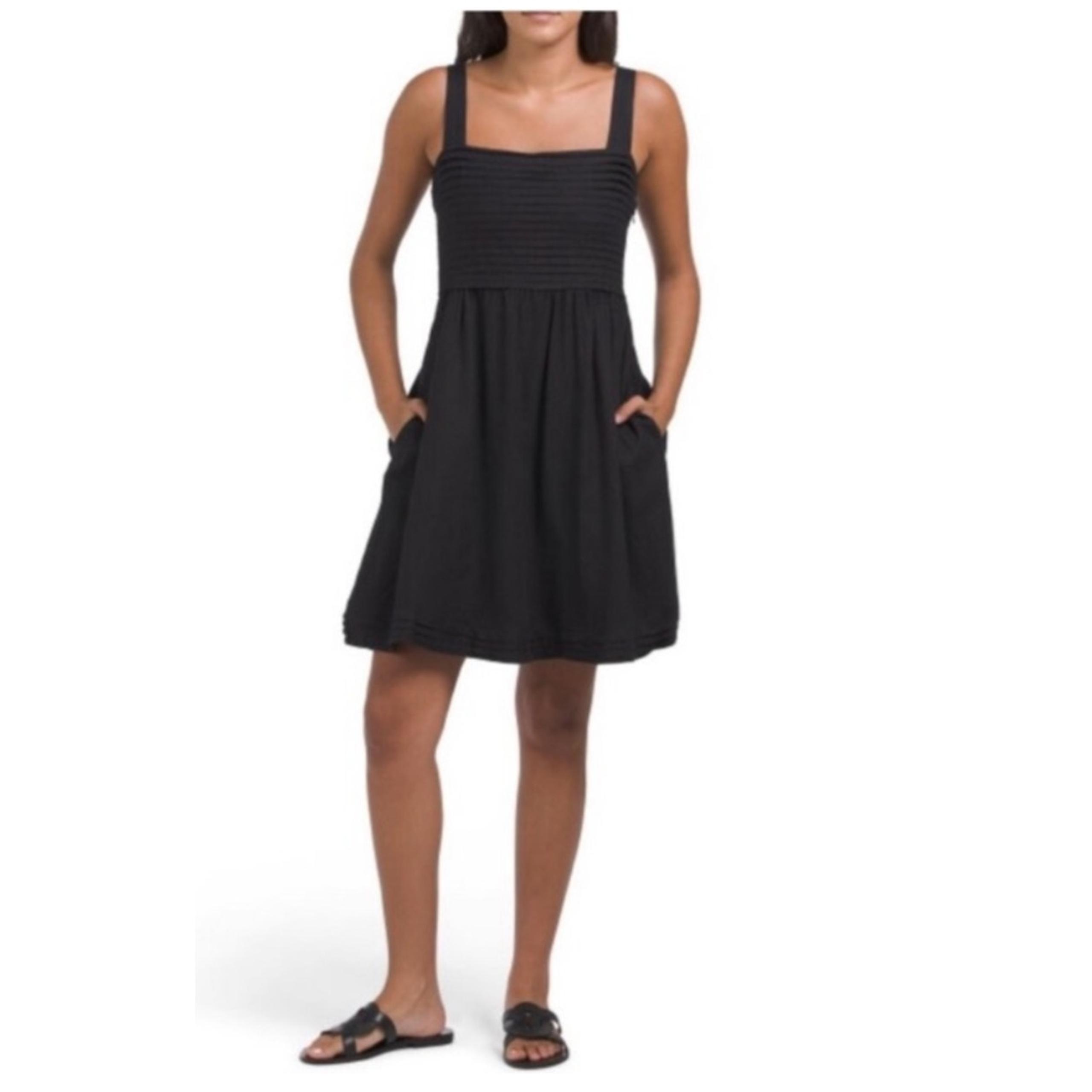 Mini Fit & Flare Linen Sun Dress Black 8 - Rachel Zoe