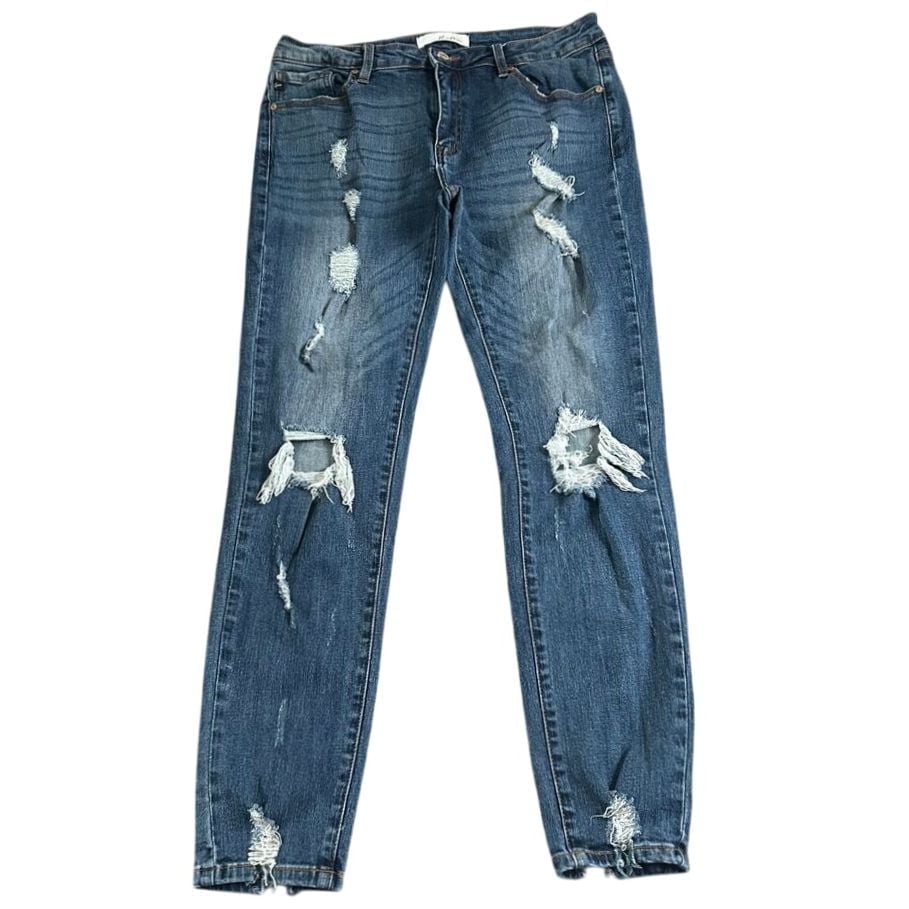 KanCan Skinny Jeans Women's Size 13/30 Blue Denim Distressed Ripped Pants