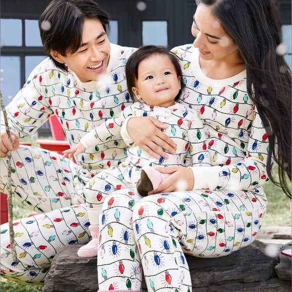 Hanna Andersson Holiday Bright Bulbs Print Long John Pajama Set M