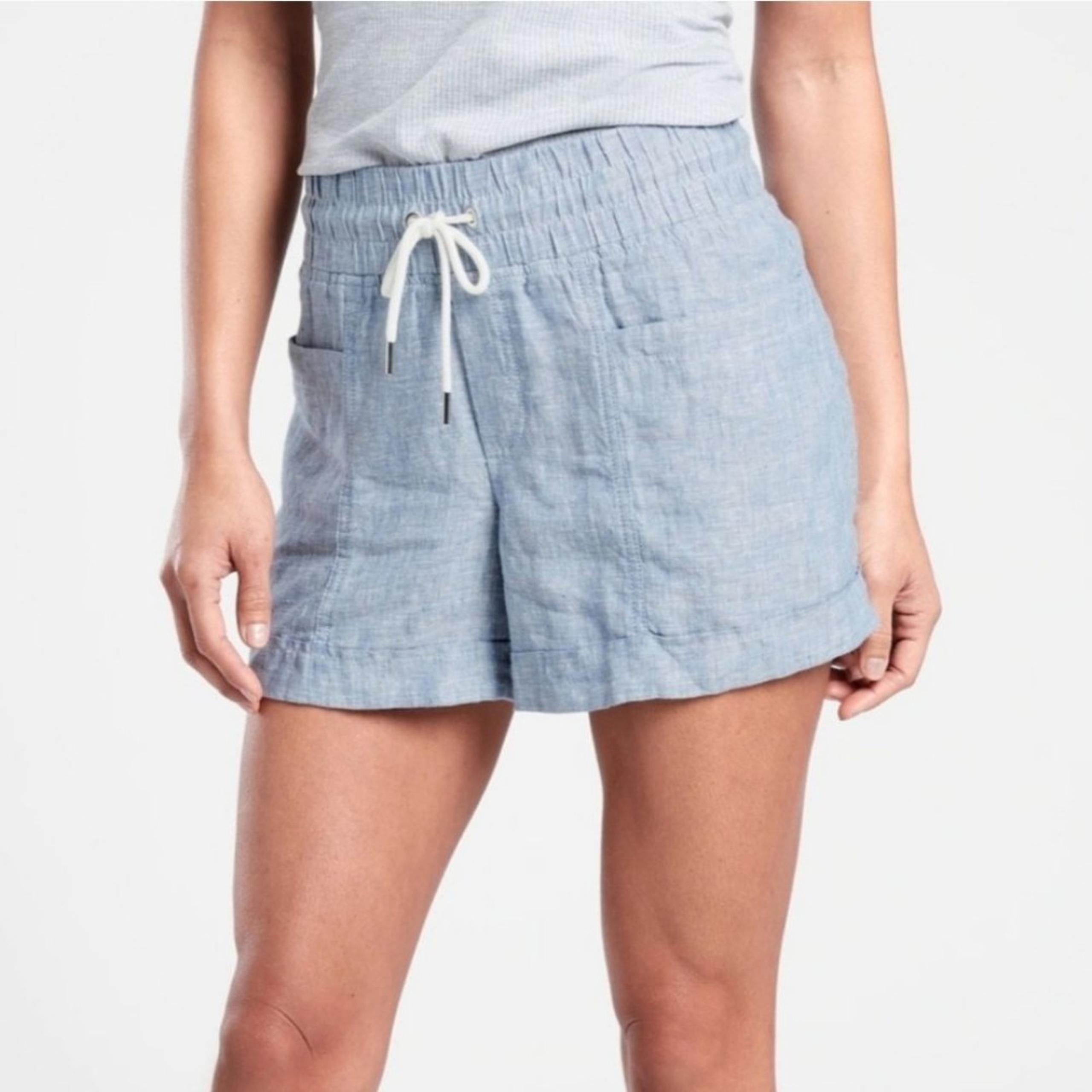 ATHLETA- Cabo Linen Short Chambray Blue Pull-On Women Size 24
