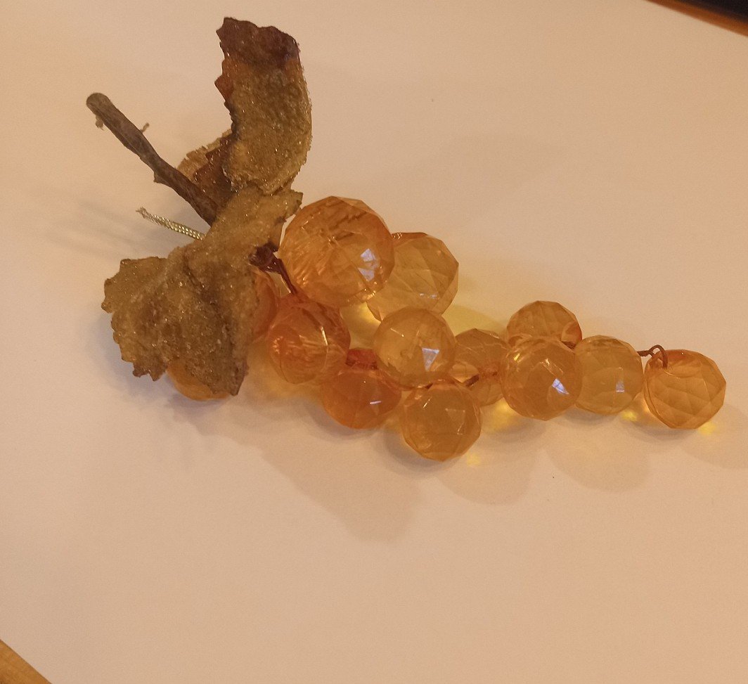 MCM Vintage Clear Amber Yellow Lucite Grapes Bunch