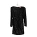 LDT Sequin Mini Dress Long Sleeve Front Twist Black Size 14