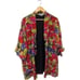 Vintage Rosey Tomato Bright Spring Floral Open Front Cardigan Size 40 / 20