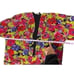 Vintage Rosey Tomato Bright Spring Floral Open Front Cardigan Size 40 / 20