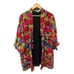 Vintage Rosey Tomato Bright Spring Floral Open Front Cardigan Size 40 / 20