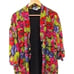Vintage Rosey Tomato Bright Spring Floral Open Front Cardigan Size 40 / 20