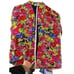 Vintage Rosey Tomato Bright Spring Floral Open Front Cardigan Size 40 / 20