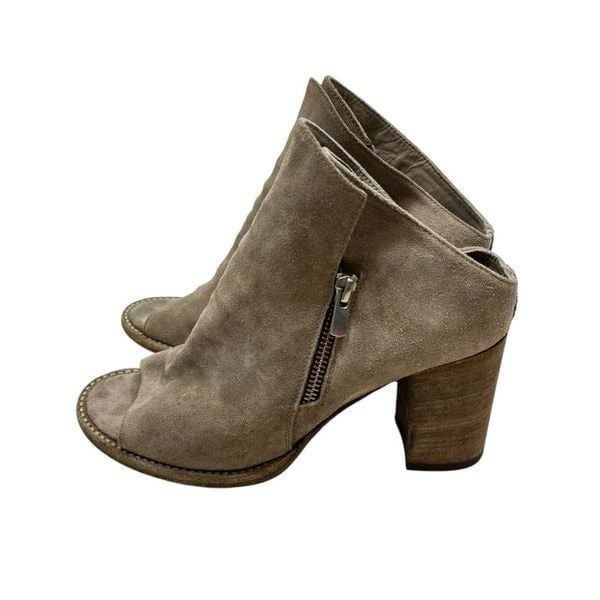 Ladies Officine Creative Taupe Suede Open Toe Heeled Boots Size 39.5 (9.5)