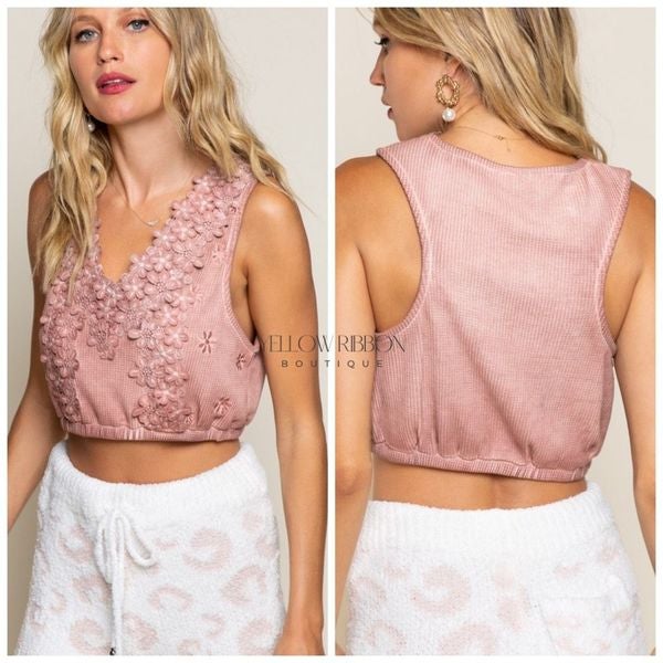 NEW (S) Floral Lace Knit Bralette Crop Top