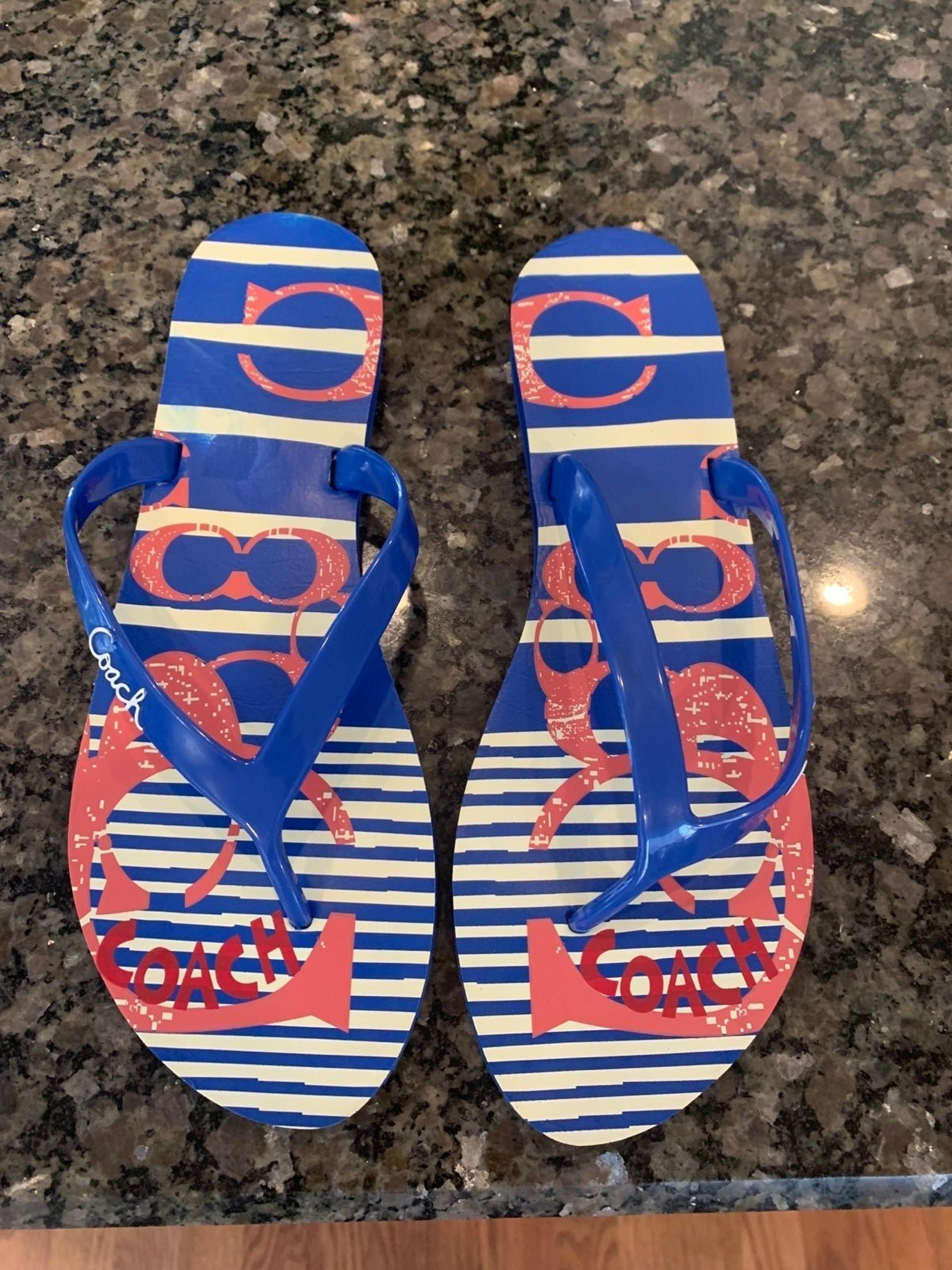 Coach navy flip flops Clearance