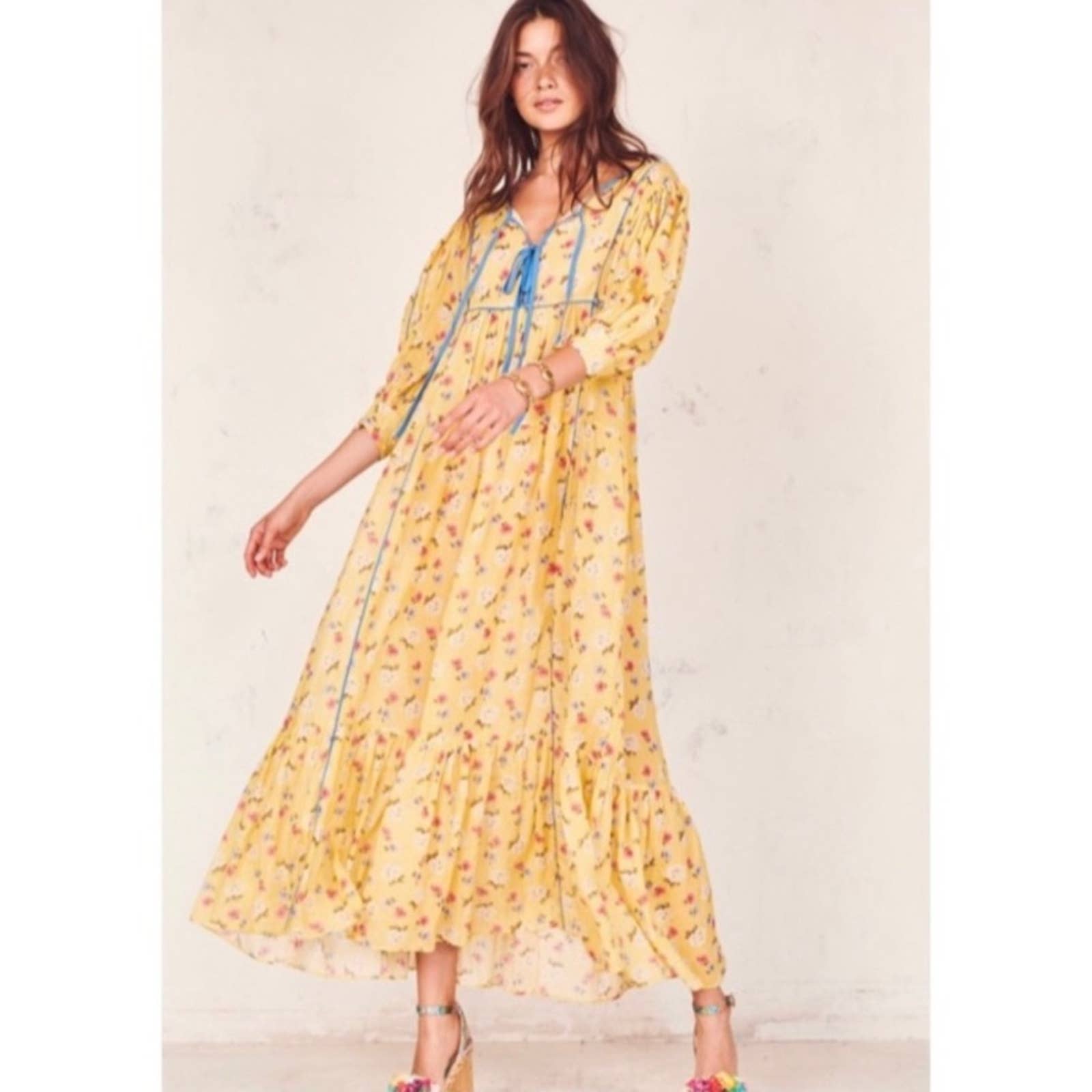 LoveShackFancy Floral Bex Dress Maxi Long Sleeve