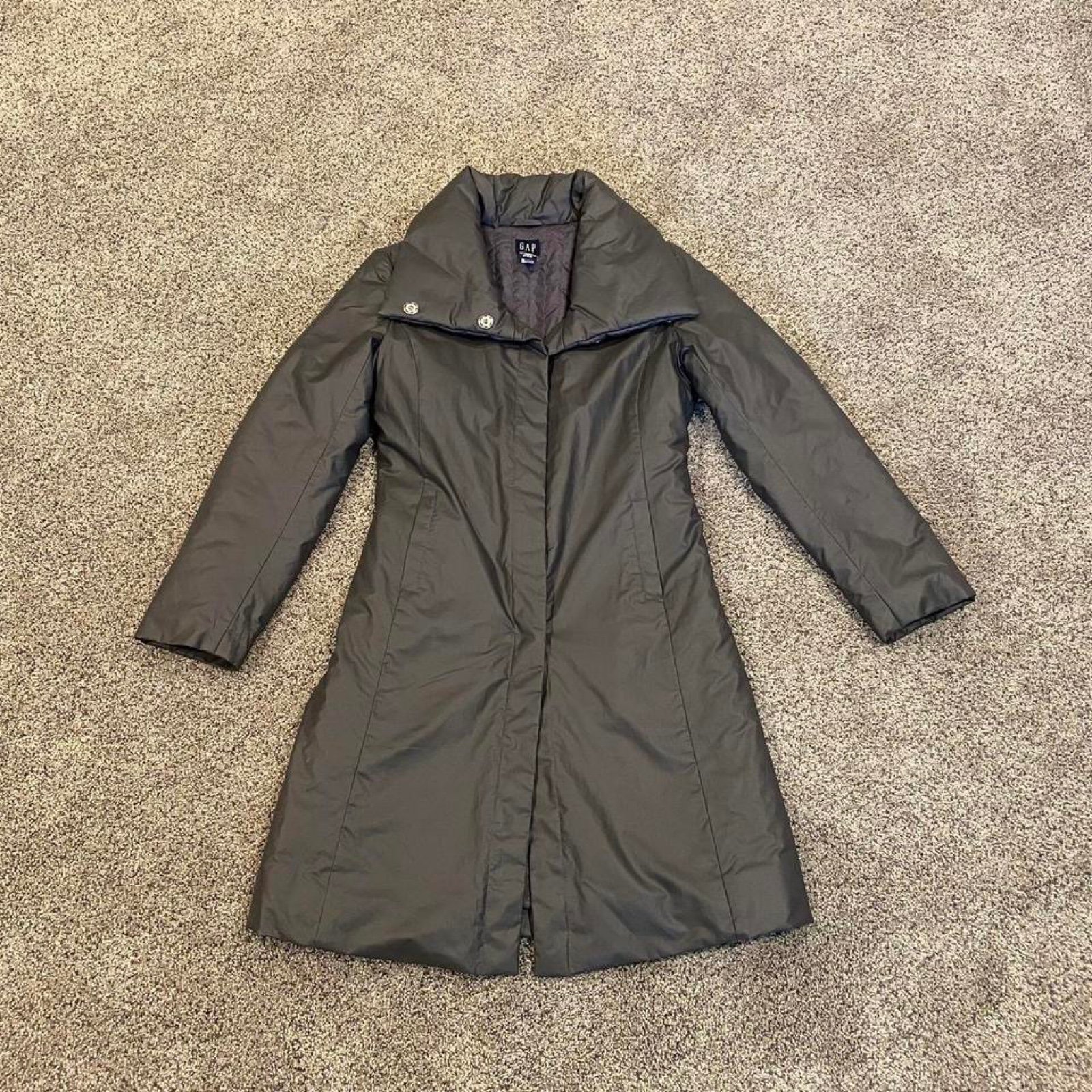 Trench Coat y2k vintage 90s 2000s grey jacket button down cyber sleek modern