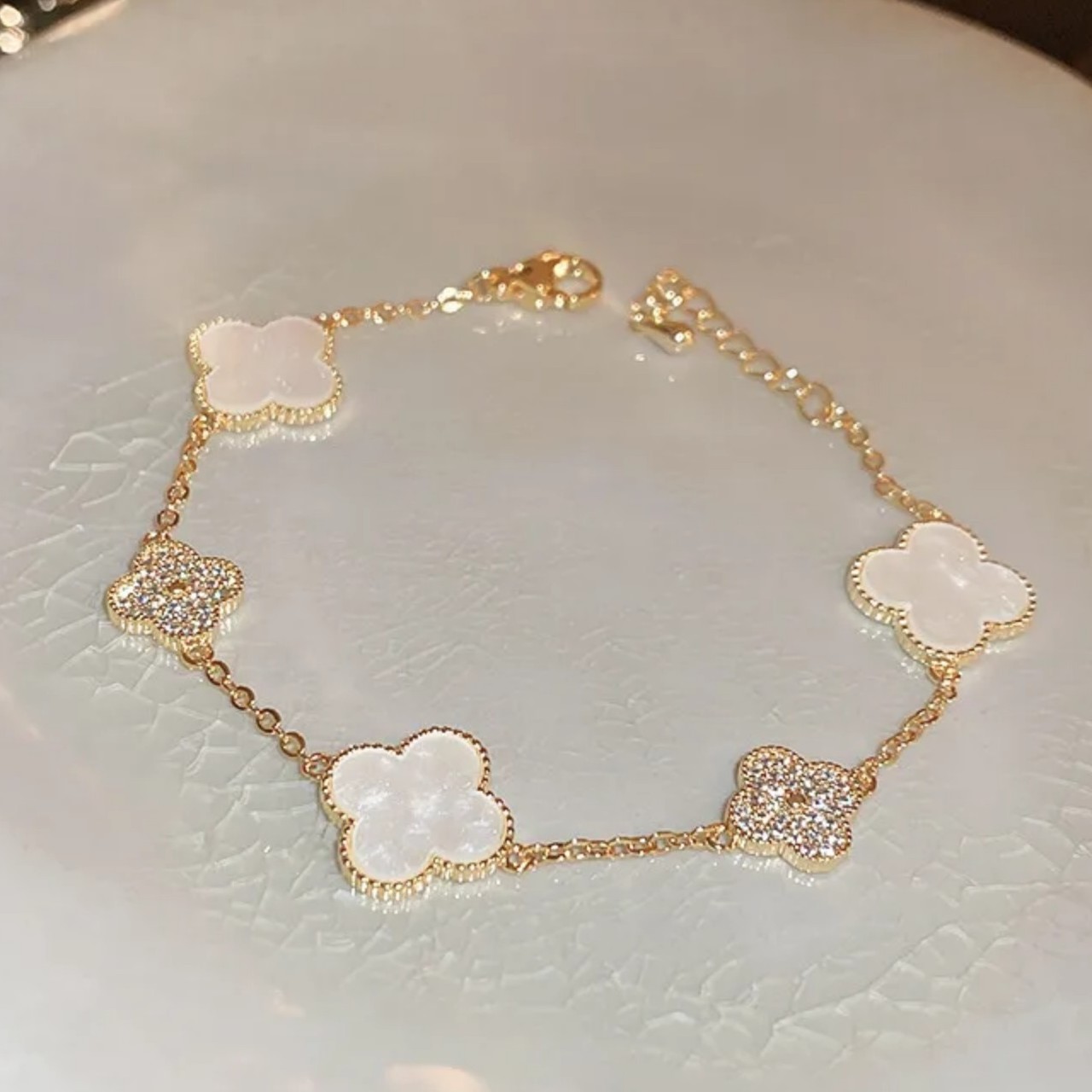 Elegant White and Gold Bracelet
