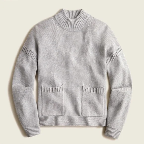 J. Crew Cotton Cashmere Patch Pocket Mockneck Sweater