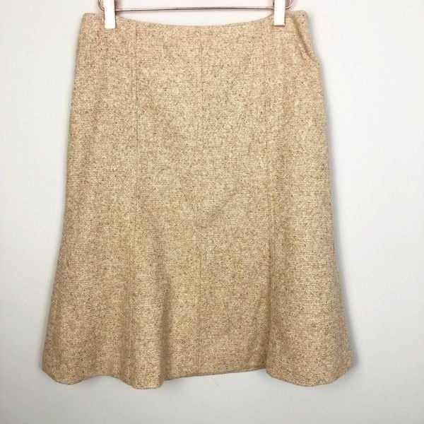 THEORY | Tan Wool A Line Skirt Side Zip Closure Knee Length Women’s Size 2