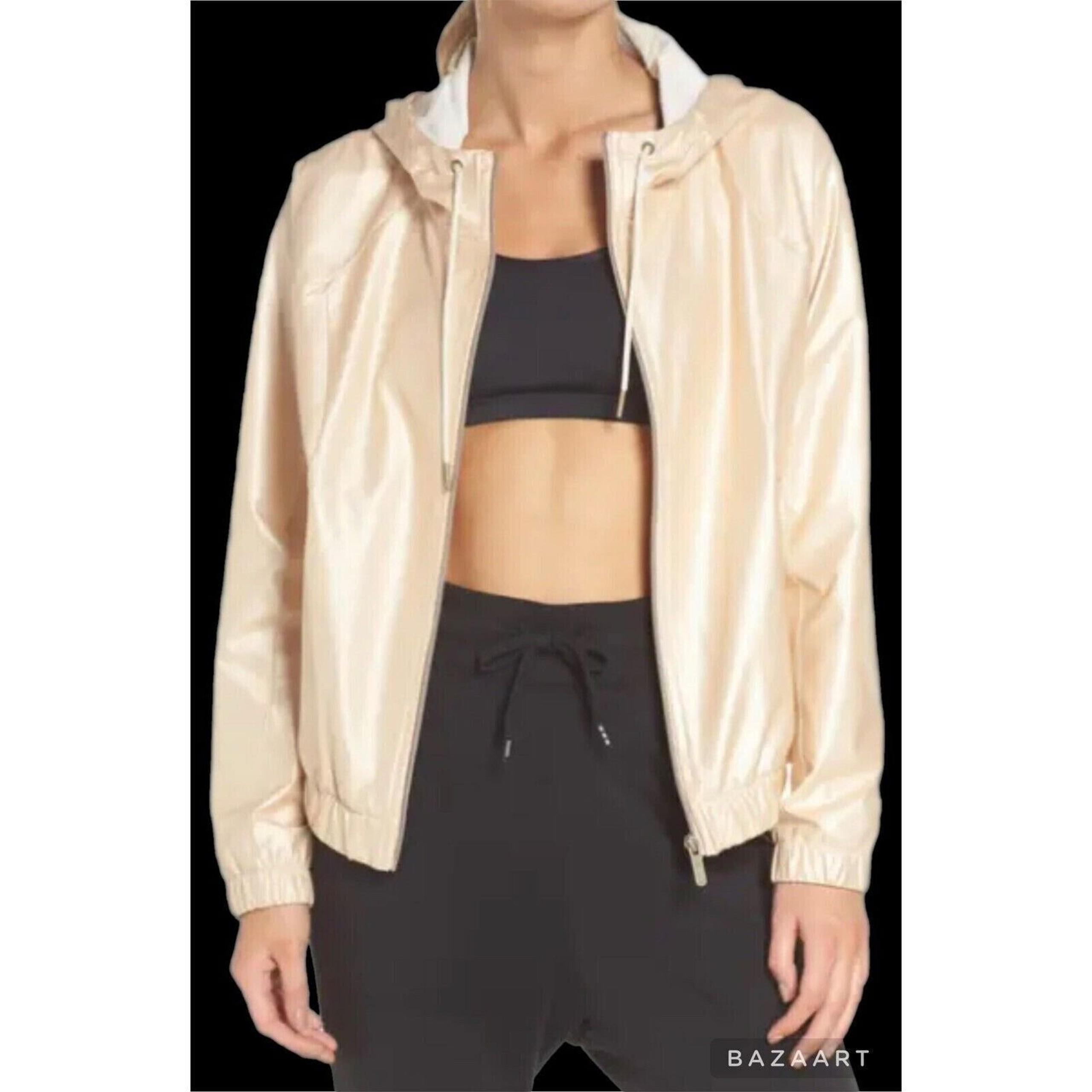 BNWOT WOMENS SZ MED Zella Style Game Shine Hooded Jacket Metallic Oro NWT $139