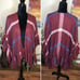 Francesca Robin Ruffle Hem Ruana Plaid Burgundy Blue White Wrap
