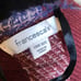 Francesca Robin Ruffle Hem Ruana Plaid Burgundy Blue White Wrap