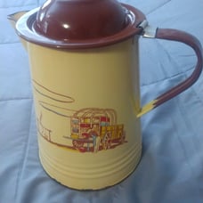 MONTERREY WESTERN WARE vintage colletible enamelware coffee pot rare 2 cloud