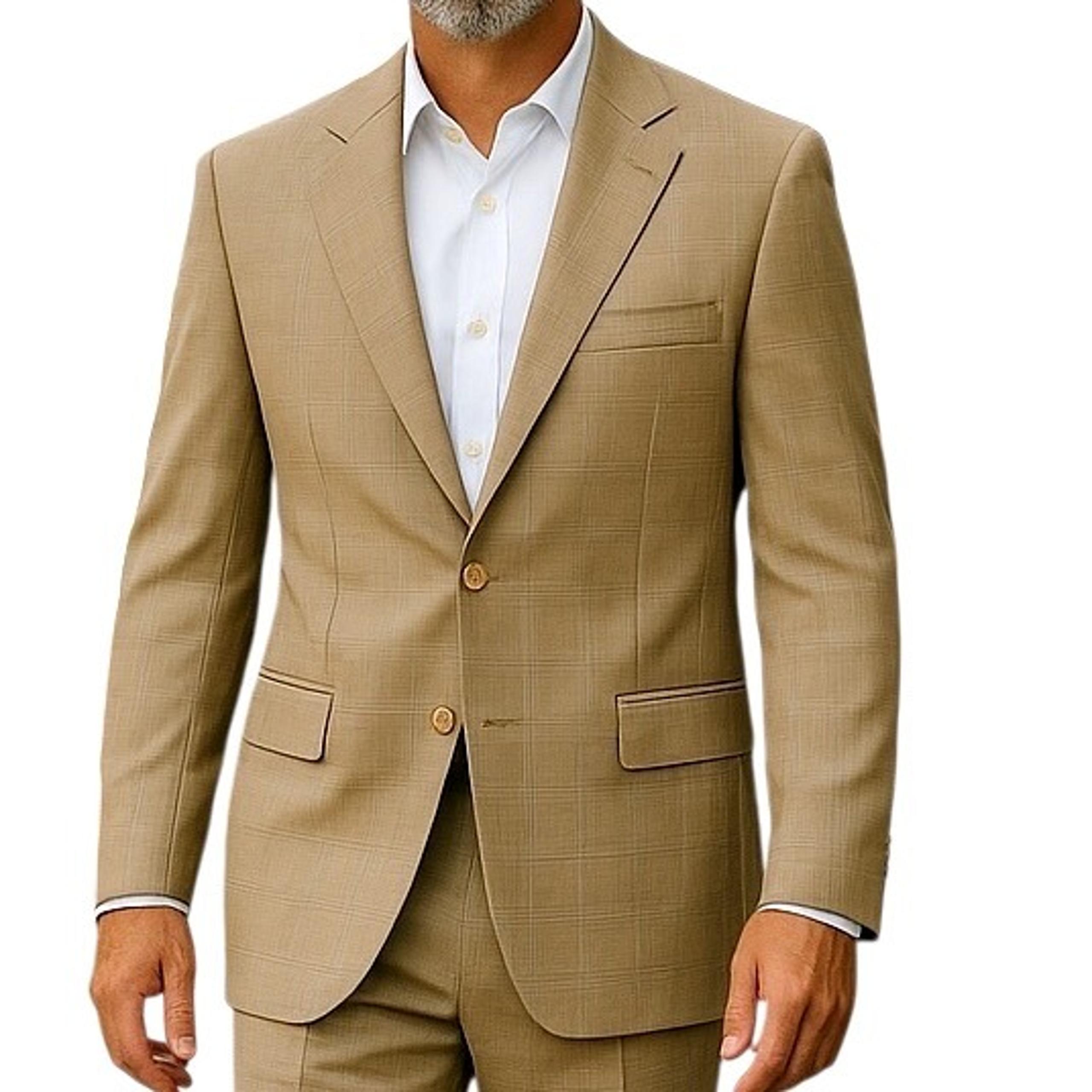 Lauren Ralph Lauren Men's 2-Piece Suit w/ Sport Coat Blazer 42L Tan Plaid Career