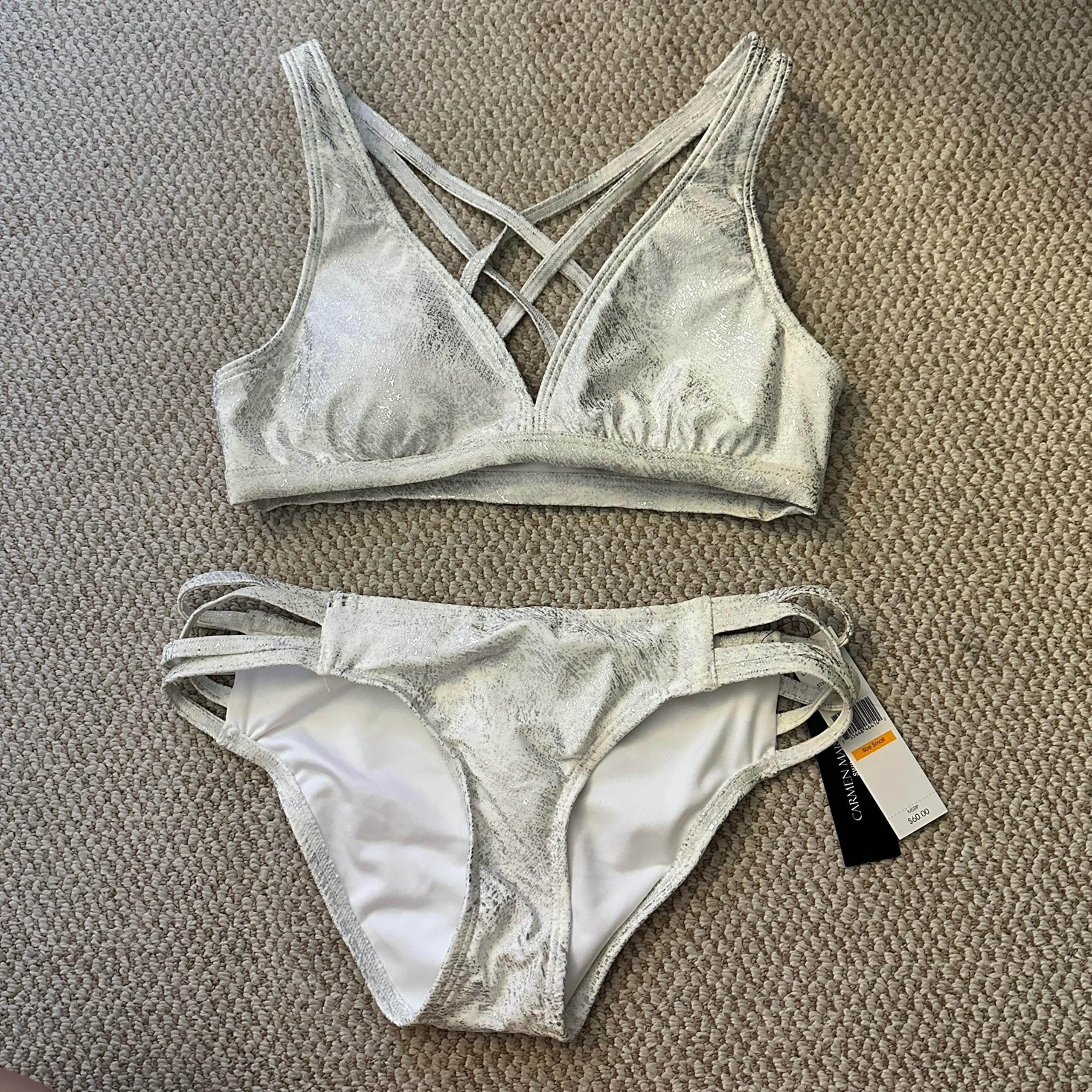 Carmen Marc Valvo Silver Bikini