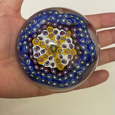 Vintage Spade Millefiori Studio Art Glass Paperweight Retro