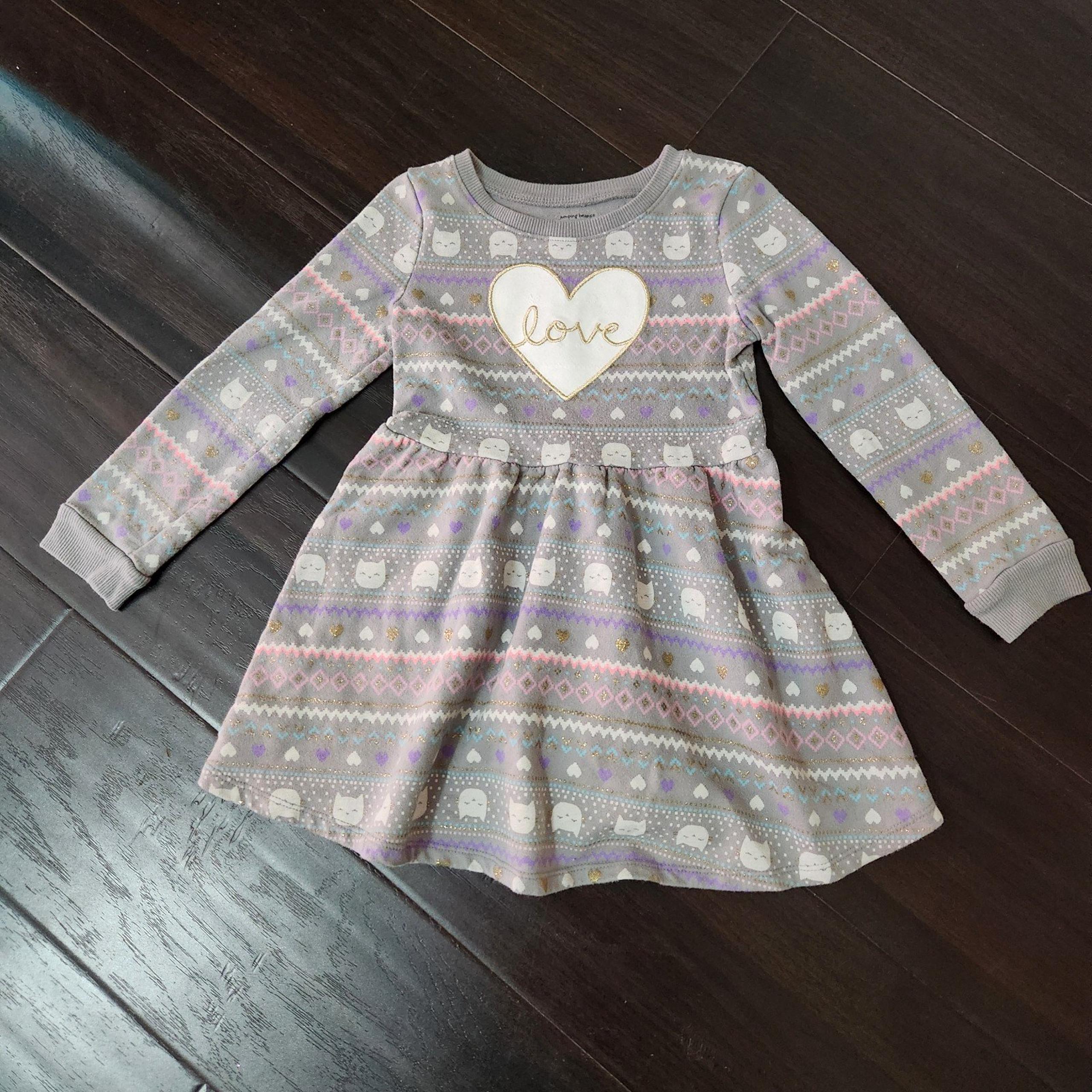 Girl 4 4t dress cat tutu Girl casual long sleeve dress. Jumping Beans