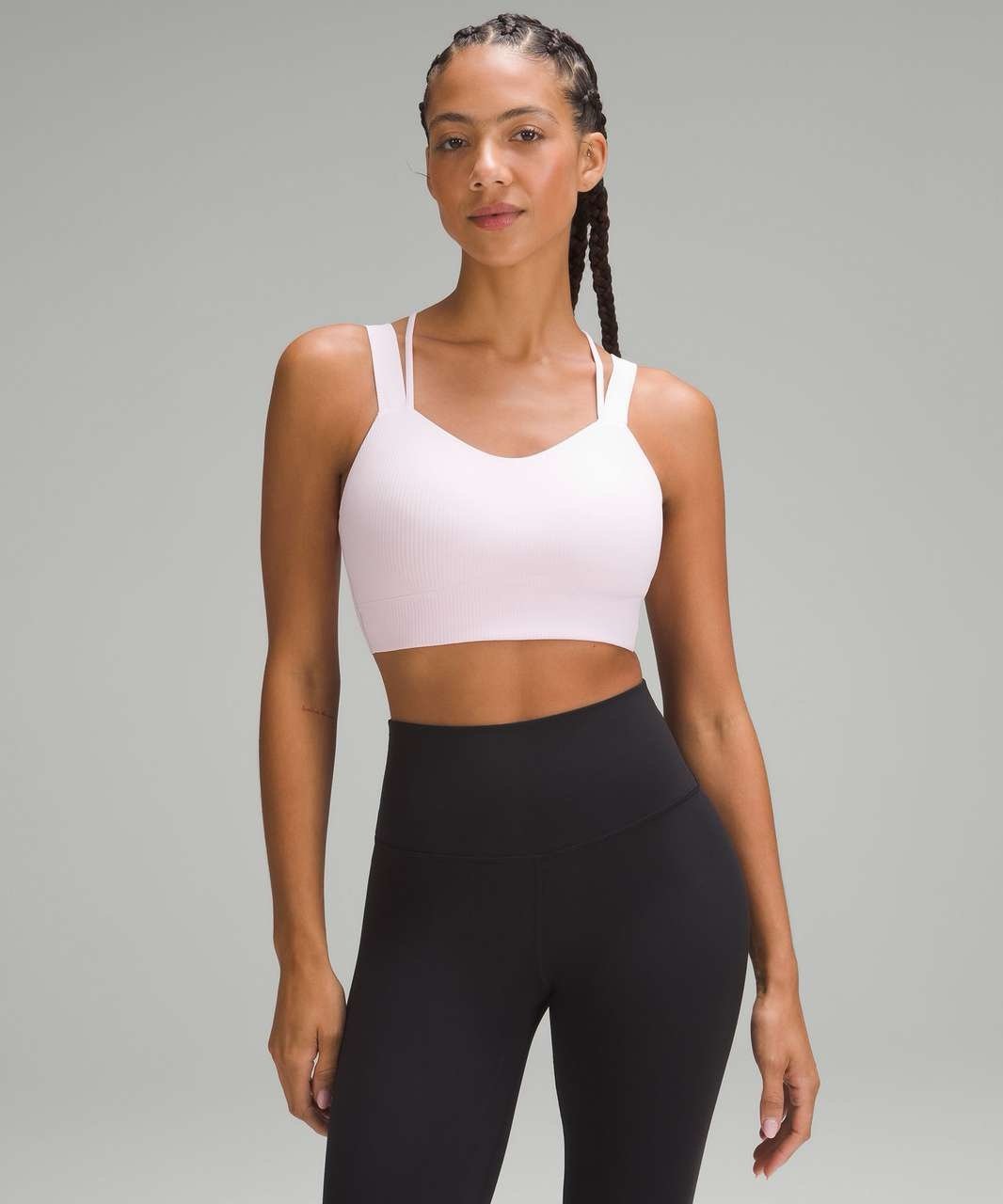 Lululemon Like a Cloud Longline Bra Ribbed D/DD Cup size 4 Meadowsweet Pink MEPK