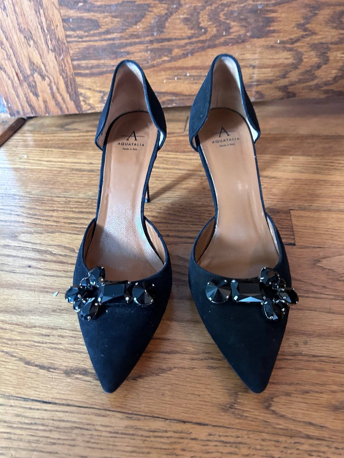 Aquatalia Black Bejeweled Pumps Size 8.5 EUC
