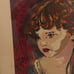 Vintage French Young Boy Needlepoint Cross Stitch Framed Large Wall Art