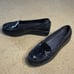 Stuart Weitzman Snake Embossed Patent Leather Moccasin Toe Loafers 7.5 Black