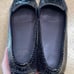 Stuart Weitzman Snake Embossed Patent Leather Moccasin Toe Loafers 7.5 Black