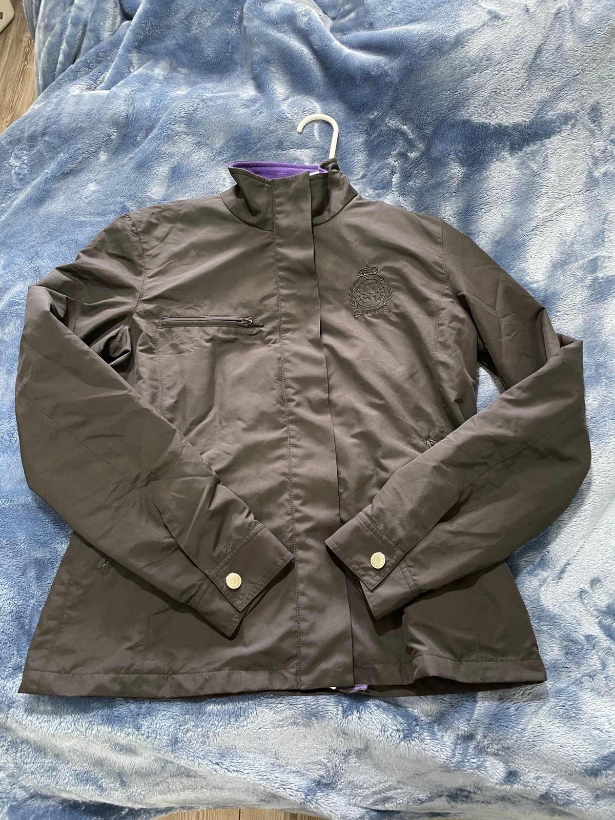 Ralph Lauren Small Lauren Active Black Purple Jacket Windbreaker Full Zip Lined