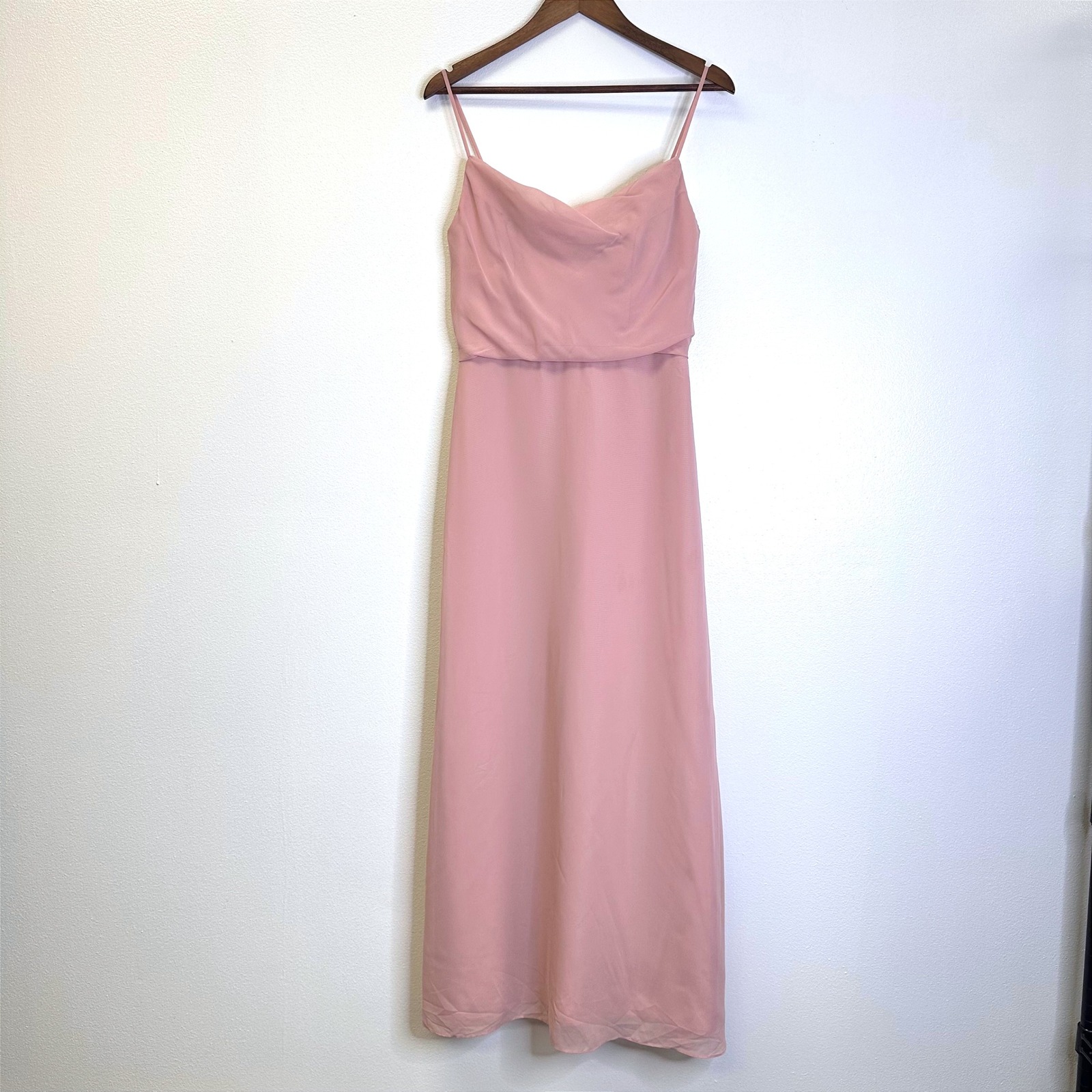 Revelry Skye Chiffon Side Split Dress Blush Rosette Pink Size 6