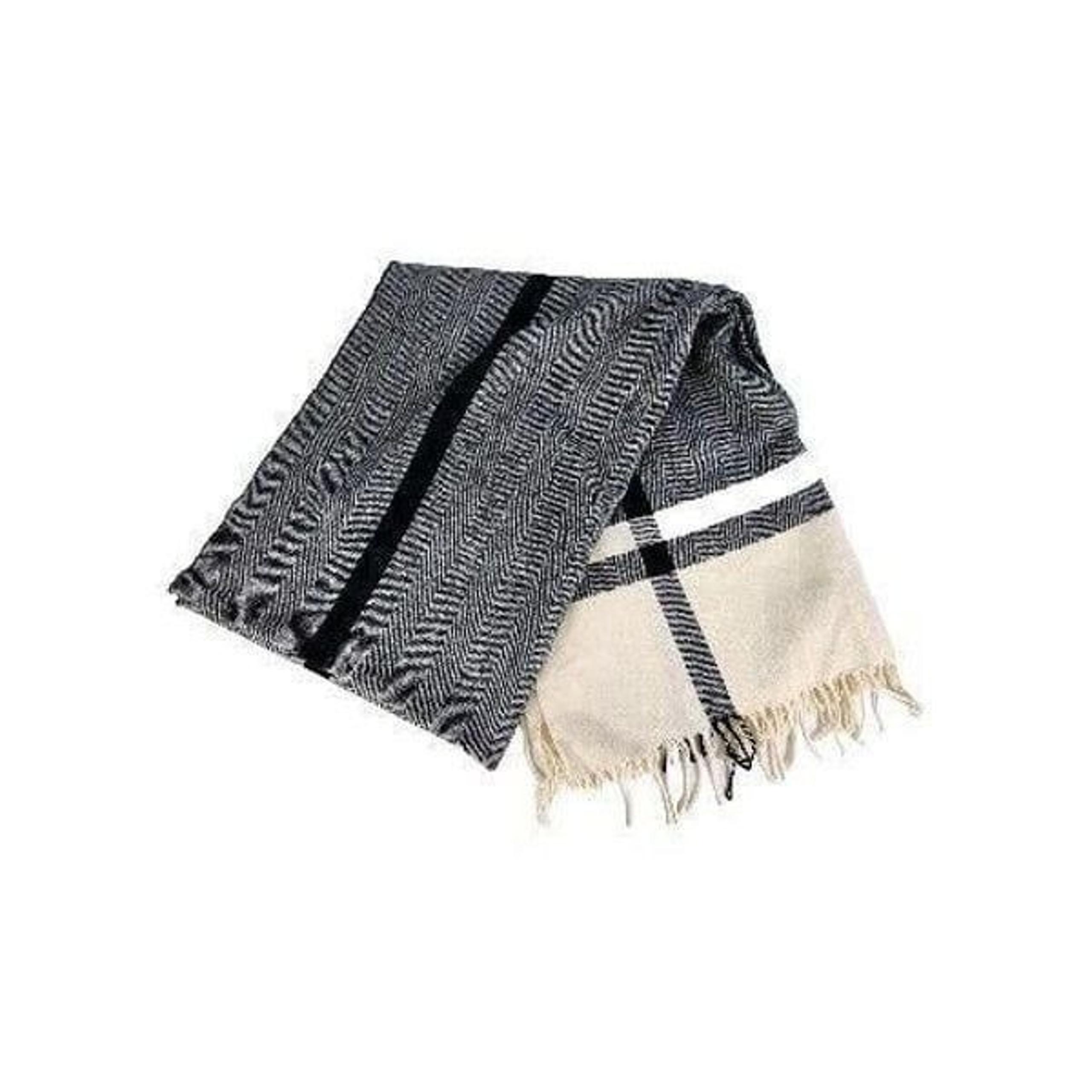 MADEWELL FLECKED HERRINGBONE CAPE SCARF BLACK GREY WHITE 63×27 SCARVES WRAP