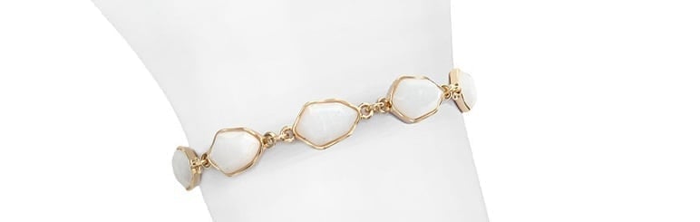 Gold-toned and White Stone adjustable bracelet - Brand new in box!